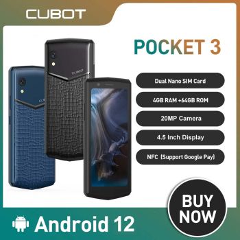 New Cubot Pocket 3 Android Smartphone  4.5 inch Display 4G Network 4GB+64GB 20MP Camera NFC